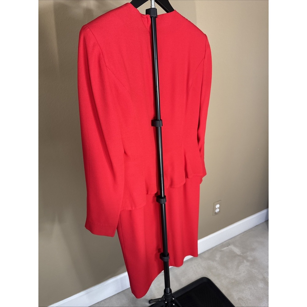 Vintage Talbots Albert Nipon Dress Womens 6 Red Nylon Acetate Made in USA - Picture 4 of 15